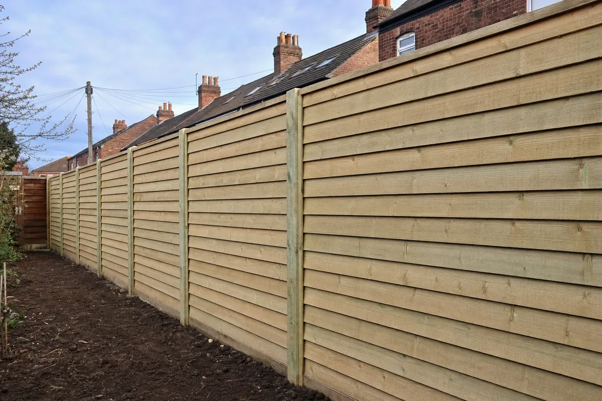 Feather edge timber fencing in a Doncaster garden
